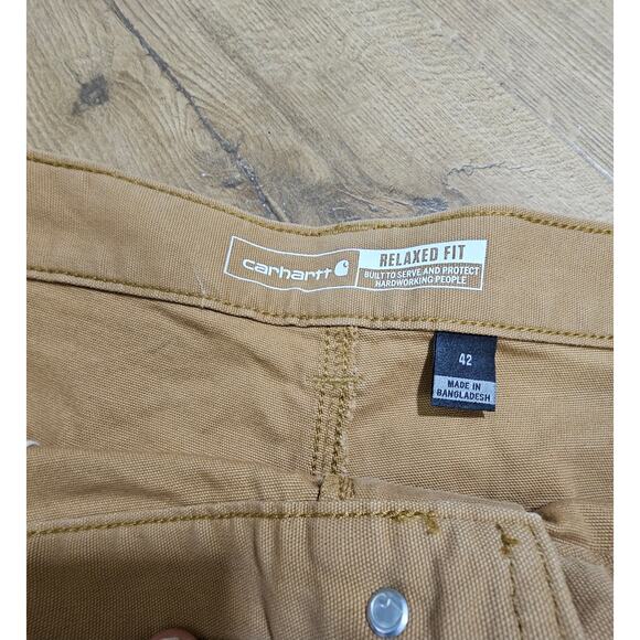 Carhartt Rugged Flex Relaxed Fit Brown Canvas Work Shorts 2514 Normcore Gorp 42 - Picture 5 of 7